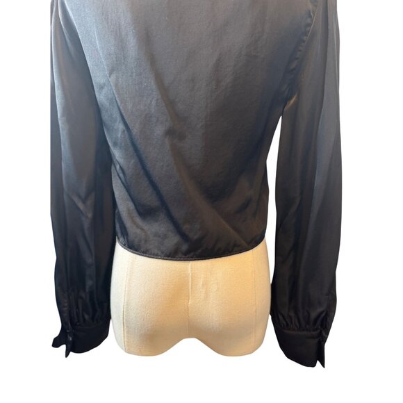 2/$30 Zara Black XS Satin Long Sleeve Gold Ring Detail Top - Picture 10 of 12